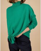 Pull poncho 100% Cachemire Lola col roulé vert impérial