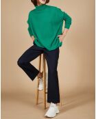 Pull poncho 100% Cachemire Lola col roulé vert impérial
