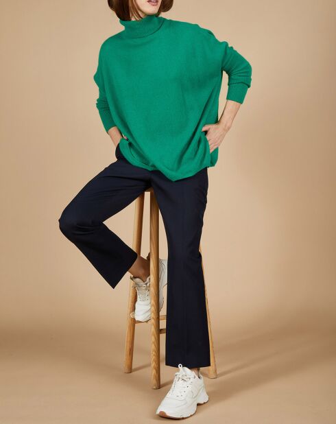 Pull poncho 100% Cachemire Lola col roulé vert impérial