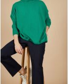 Pull poncho 100% Cachemire Lola col roulé vert impérial
