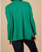 Pull poncho 100% Cachemire Lola col roulé vert impérial