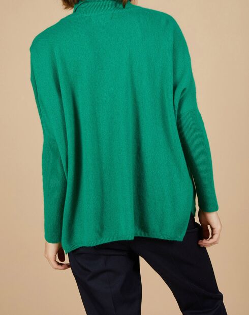 Pull poncho 100% Cachemire Lola col roulé vert impérial