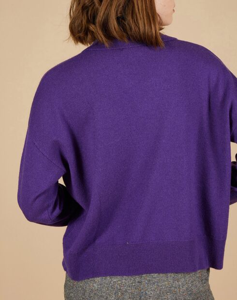 Pull en Laine & Cachemire Paloma col polo aubergine