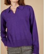 Pull en Laine & Cachemire Paloma col polo aubergine