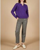 Pull en Laine & Cachemire Paloma col polo aubergine