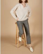 Pull en Laine & Cachemire Paloma col polo beige chiné