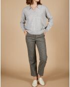 Pull en Laine & Cachemire Paloma col polo gris chiné clair