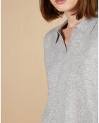 Pull en Laine & Cachemire Paloma col polo gris chiné clair