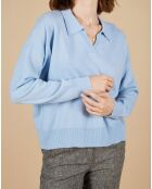 Pull en Laine & Cachemire Paloma col polo topaze