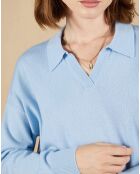 Pull en Laine & Cachemire Paloma col polo topaze