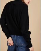 Pull ample 100% Cachemire Sandy col montant à bouton noir