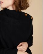 Pull ample 100% Cachemire Sandy col montant à bouton noir