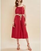 Glanzende jurk van linnenmix Nahla fushia