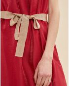 Glanzende jurk van linnenmix Nahla fushia