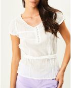 Blouse à micro motifs blanc/argenté