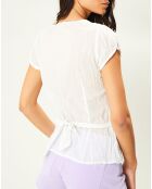 Blouse à micro motifs blanc/argenté