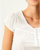 Blouse à micro motifs blanc/argenté