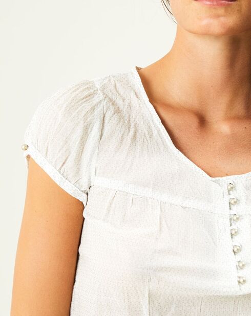 Blouse à micro motifs blanc/argenté