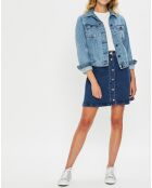 Jupe droite Aline boutonnée bleue