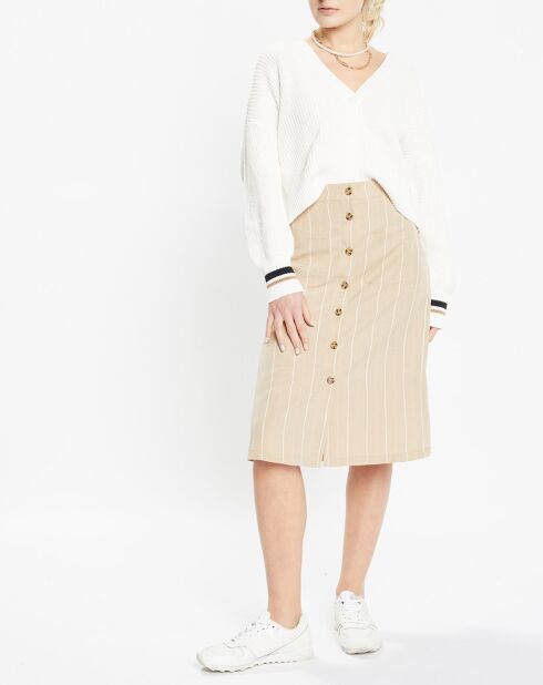 Jupe en Lin mélangé Bono rayé beige