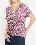 Top Cleo à fleurs rose foncé