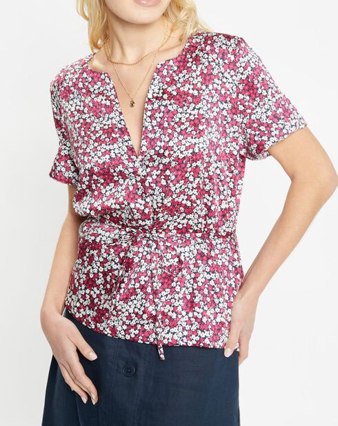 Top Cleo à fleurs rose foncé