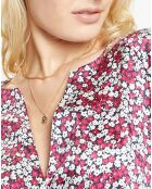 Top Cleo à fleurs rose foncé