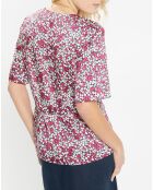 Top Cleo à fleurs rose foncé