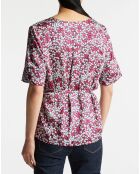 Top Cleo à fleurs rose foncé