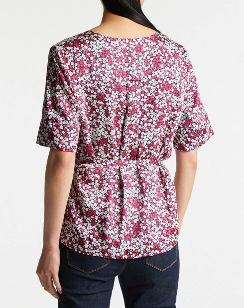Top Cleo à fleurs rose foncé