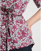 Top Cleo à fleurs rose foncé
