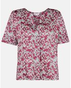 Top Cleo à fleurs rose foncé