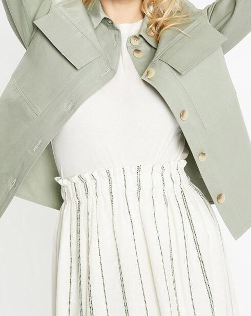 Veste en Coton & Lin Coralie kaki clair