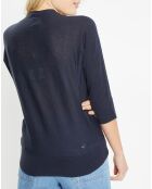 Gilet droit en Lin & Coton Mimosa bleu marine