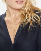 Gilet droit en Lin & Coton Mimosa bleu marine