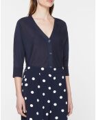 Gilet droit en Lin & Coton Mimosa bleu marine