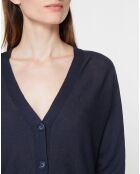 Gilet droit en Lin & Coton Mimosa bleu marine