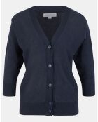 Gilet droit en Lin & Coton Mimosa bleu marine