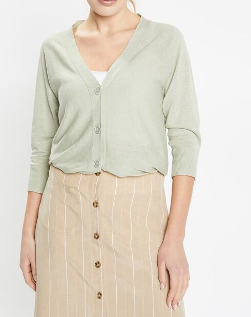 Gilet droit en Lin & Coton Mimosa vert
