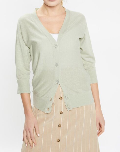 Gilet droit en Lin & Coton Mimosa vert