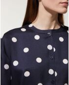 Top effet satiné Matis à pois bleu marine