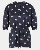 Top effet satiné Matis à pois bleu marine