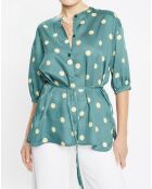 Top effet satiné Matis à pois vert