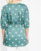 Top effet satiné Matis à pois vert