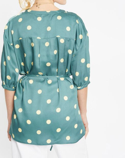 Top effet satiné Matis à pois vert