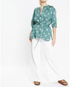 Top effet satiné Matis à pois vert