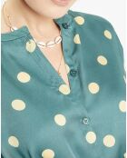 Top effet satiné Matis à pois vert