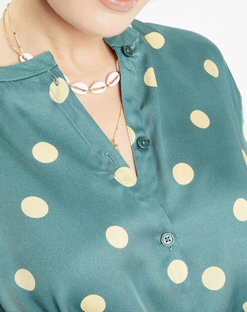 Top effet satiné Matis à pois vert