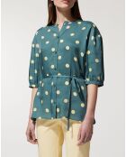 Top effet satiné Matis à pois vert