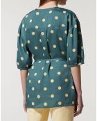 Top effet satiné Matis à pois vert